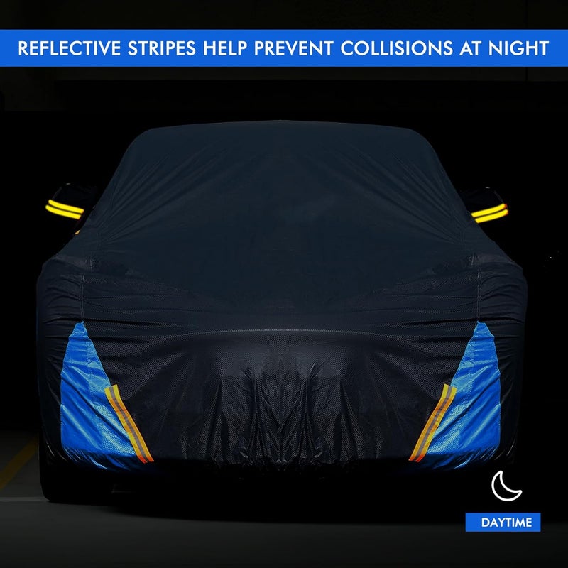 DINGHAO Car Cover Waterproof All Weather, 6 Layers Outdoor Full Exterior Cover Rain Sun UV Snowproof Protection with Zipper Cotton, Mirror Pocket for Chrysler Voyager - Image 4